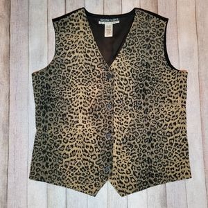 Notations clothing Co. Black and tan leopard vest size Medium